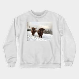 Scottish Highland Cattle Cow and Calf 1854 Crewneck Sweatshirt